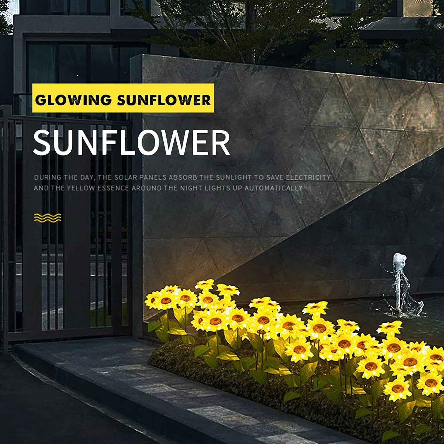 Solar Sunflower Lights,Solar Lights Outdoor Garden,Led Solar Powered for Garden Patio Lawn Yard Porch Walkway Decoration(2 Pack)