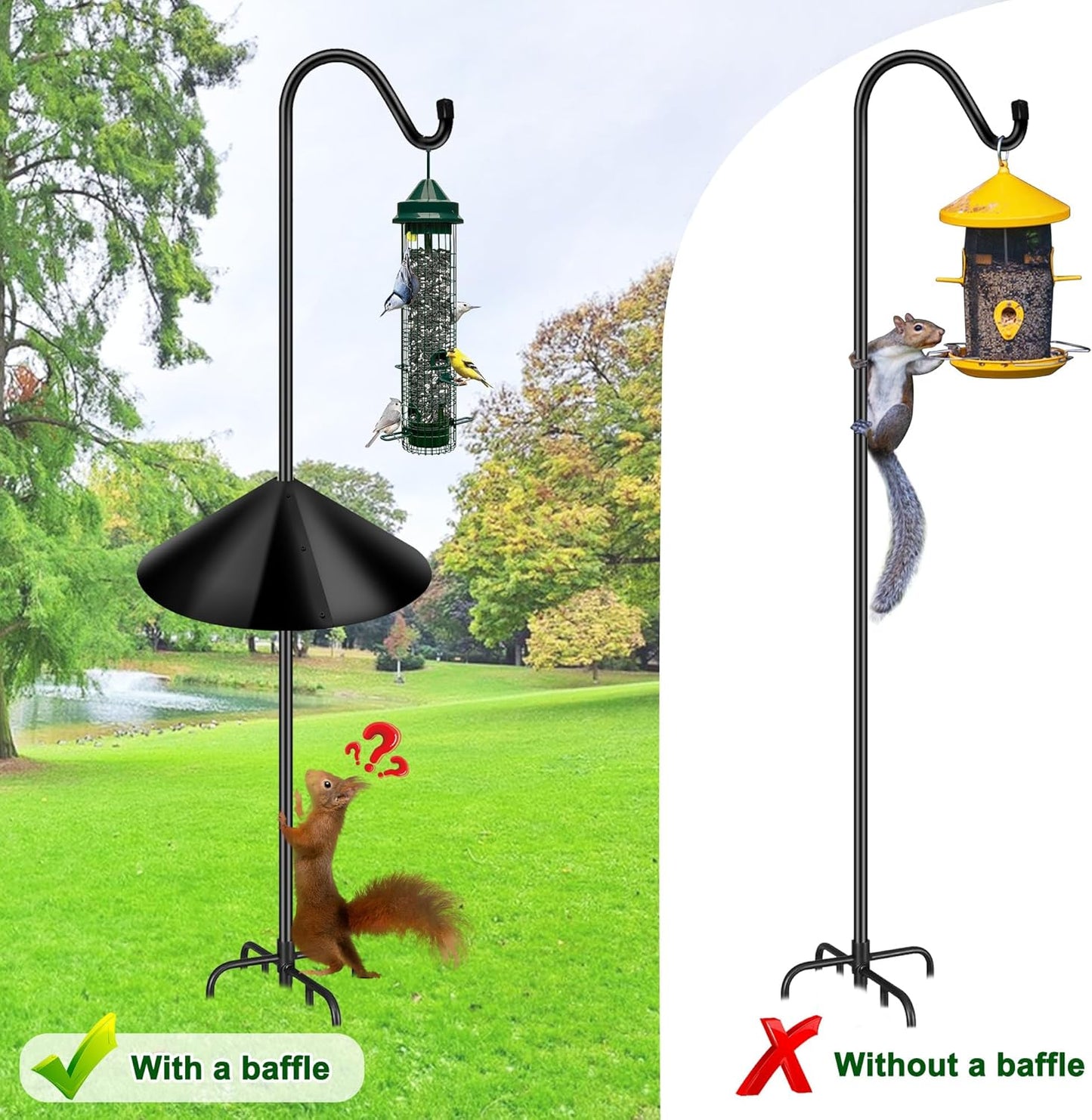 PP Squirrel Proof Baffle, Pole Mount Squirrel Guard Stopper for Outdoors Bird Feeder Pole - (Black, 16Inch,1 Pack)