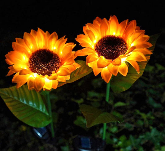Solar Sunflower Lights,Solar Lights Outdoor Garden,Led Solar Powered for Garden Patio Lawn Yard Porch Walkway Decoration(2 Pack)