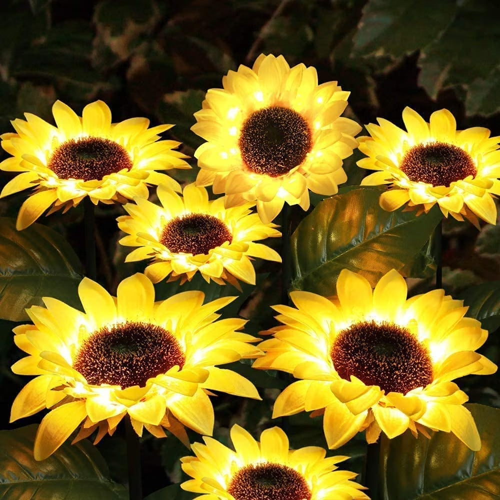 Solar Sunflower Lights,Solar Lights Outdoor Garden,Led Solar Powered for Garden Patio Lawn Yard Porch Walkway Decoration(2 Pack)