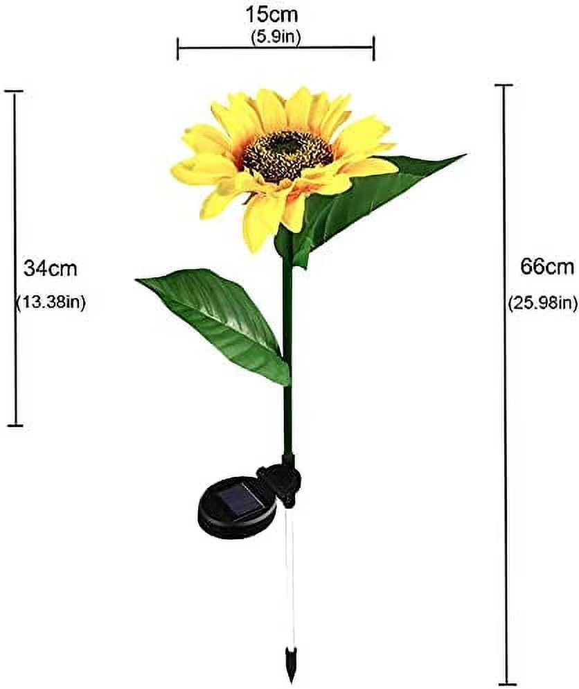 Solar Sunflower Lights,Solar Lights Outdoor Garden,Led Solar Powered for Garden Patio Lawn Yard Porch Walkway Decoration(2 Pack)