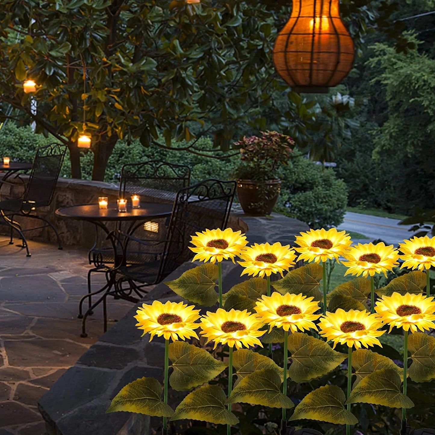 Solar Sunflower Lights,Solar Lights Outdoor Garden,Led Solar Powered for Garden Patio Lawn Yard Porch Walkway Decoration(2 Pack)