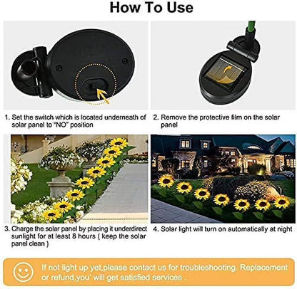 Solar Sunflower Lights,Solar Lights Outdoor Garden,Led Solar Powered for Garden Patio Lawn Yard Porch Walkway Decoration(2 Pack)