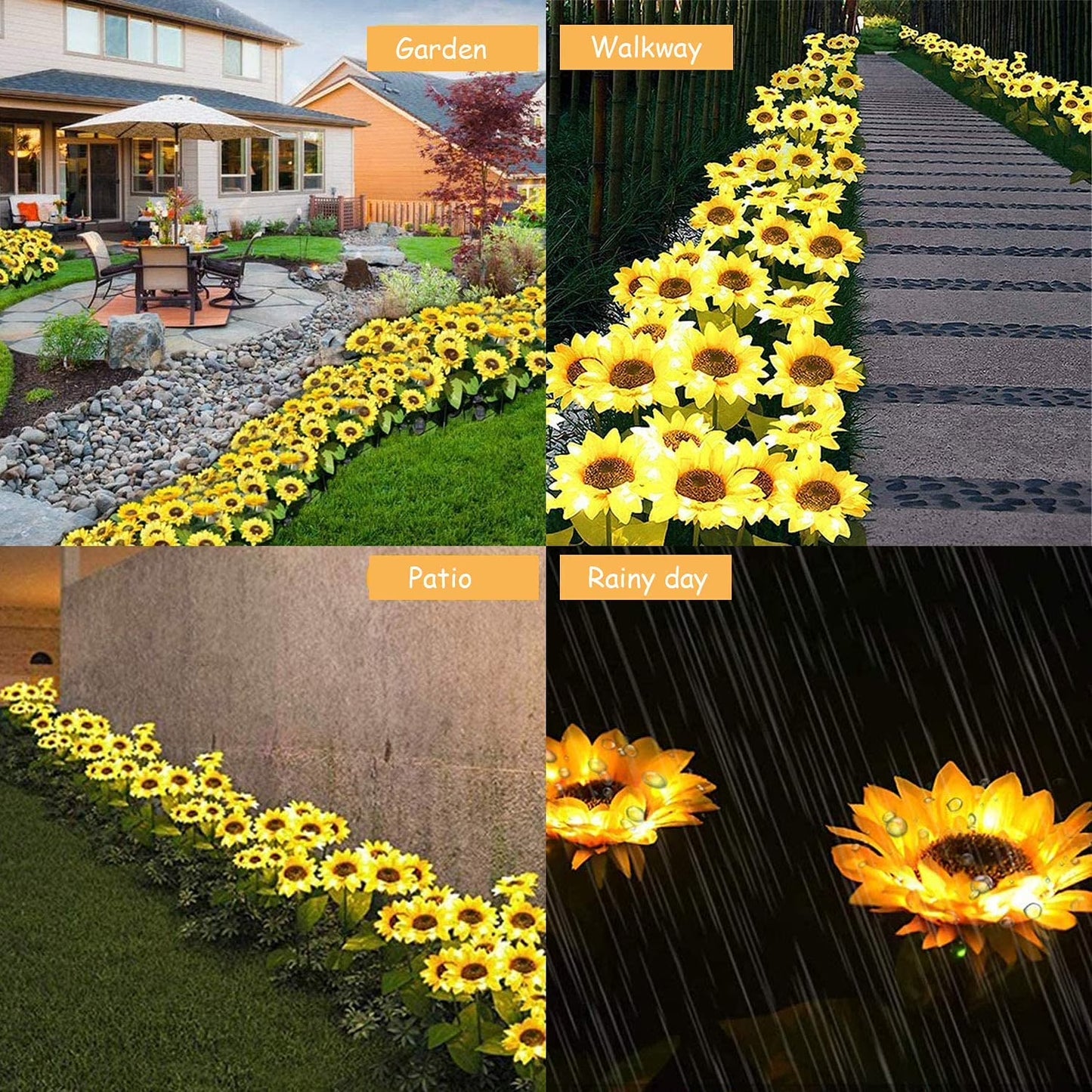 Solar Sunflower Lights,Solar Lights Outdoor Garden,Led Solar Powered for Garden Patio Lawn Yard Porch Walkway Decoration(2 Pack)